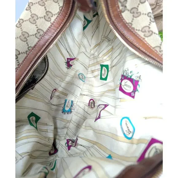 GUCCI Monogram GG Large Biba Studded Hobo Brown - Picture 5 of 12